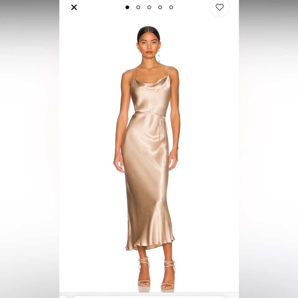 LA LUNE BIAS COWL MIDI DRESS IN GOLD